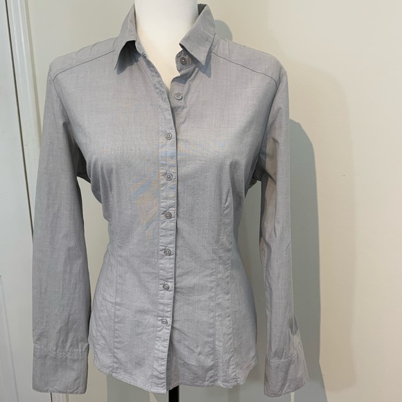 Grey Cotton Blend Blouse - Picture 1 of 7